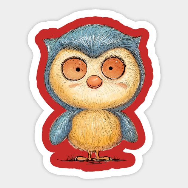 Little blue owl Sticker by Artofokan